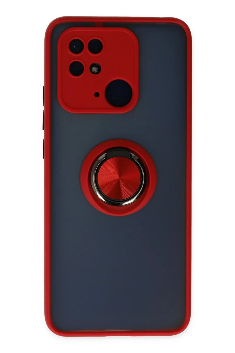 Xiaomi Poco C40 Uyumlu Kılıf Montreal Yüzüklü Silikon Kapak - Kırmızı