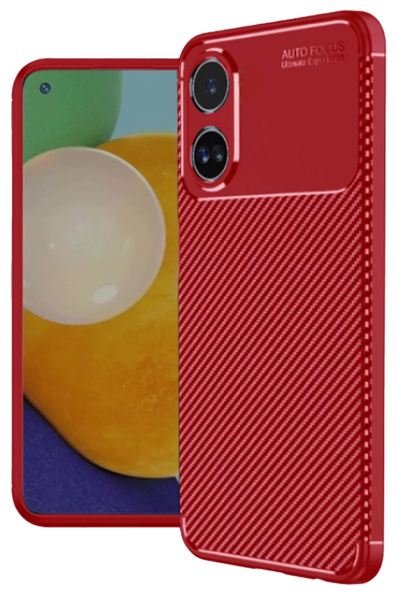 Oppo A38 Uyumlu Kılıf Auto Focus Karbon Kapak - Kırmızı