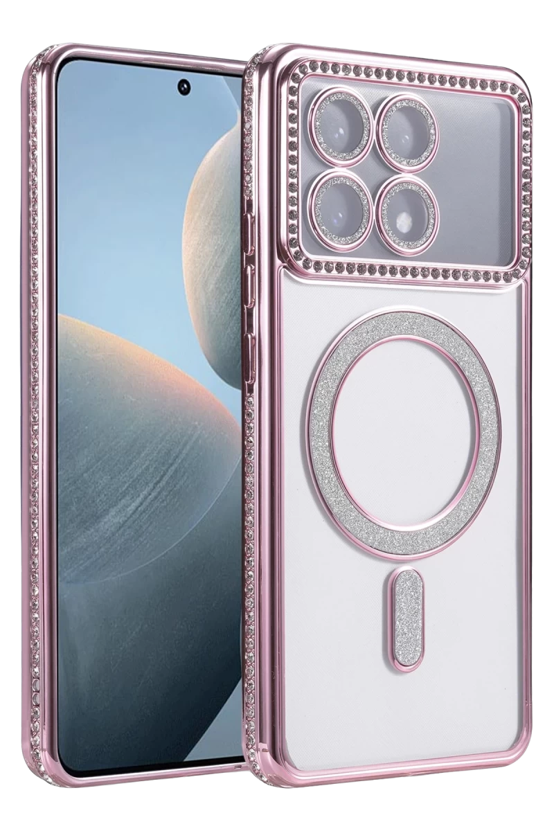 Xiaomi Poco X6 Pro Uyumlu Joke Simli Magneticsafe Kılıf - Pembe