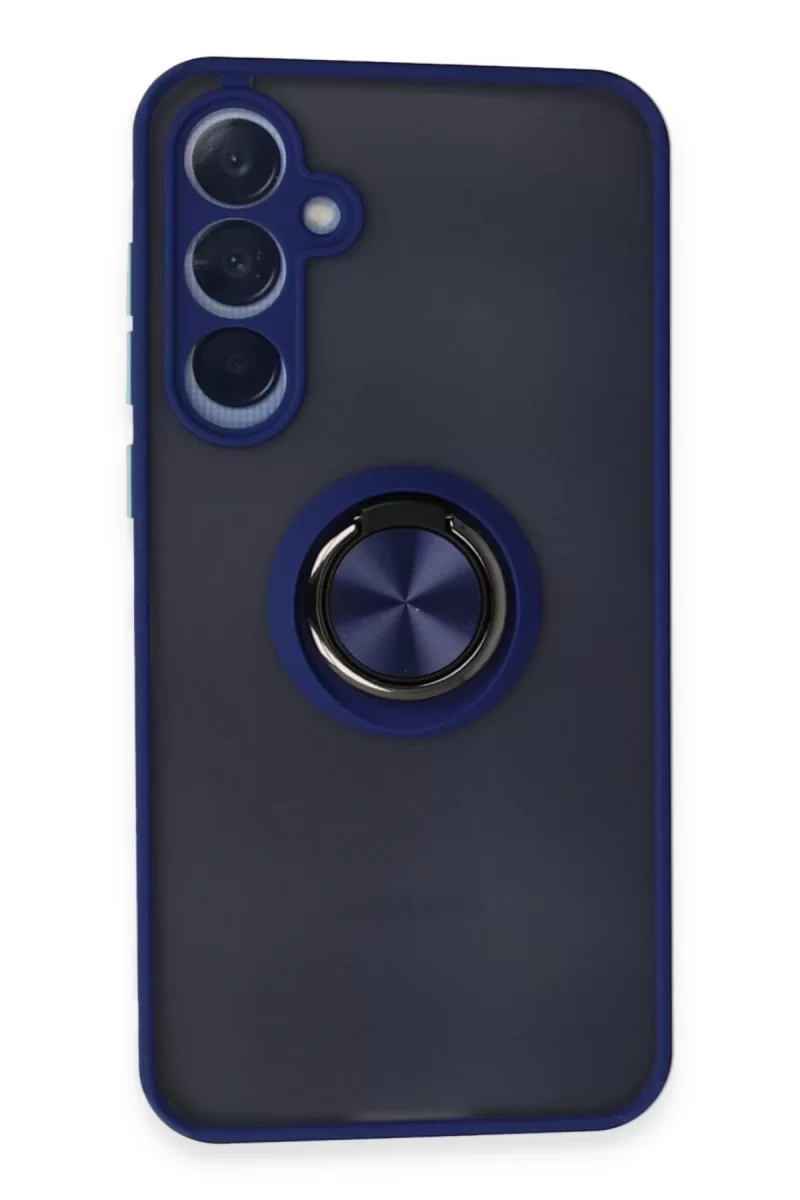 Samsung Galaxy A25 5G Uyumlu Kılıf Montreal Yüzüklü Silikon Kapak - Lacivert