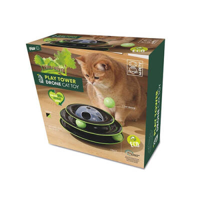 Yaylı Dönen Top Kedi Oyuncağı Siyah 25 Cm