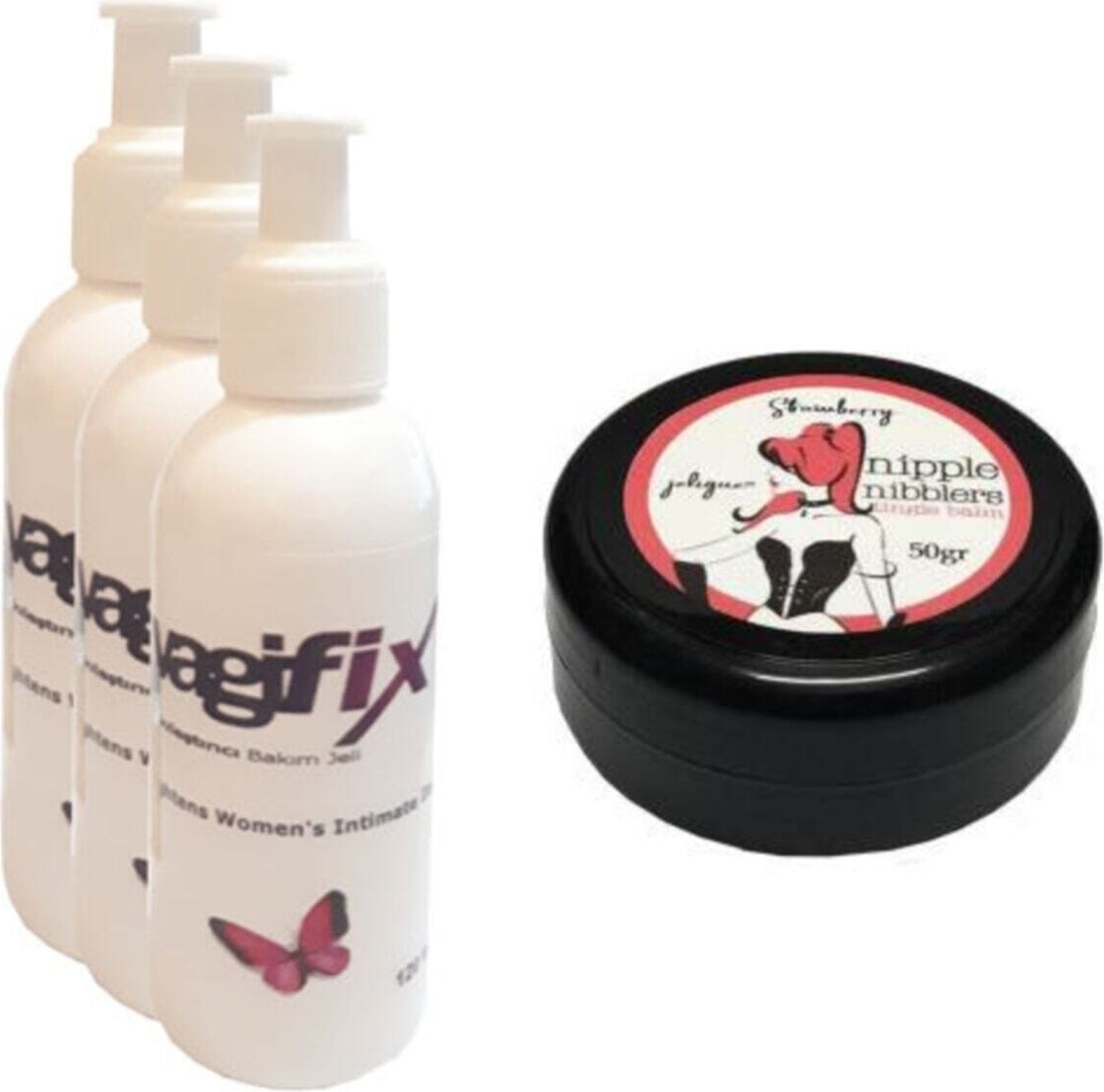 Hintohu Nipple Nibblers Tingle Balm 50ML Çilekli Göğüs Bakım Kremi 3 Adet Genital Bakım Kremi 120 M