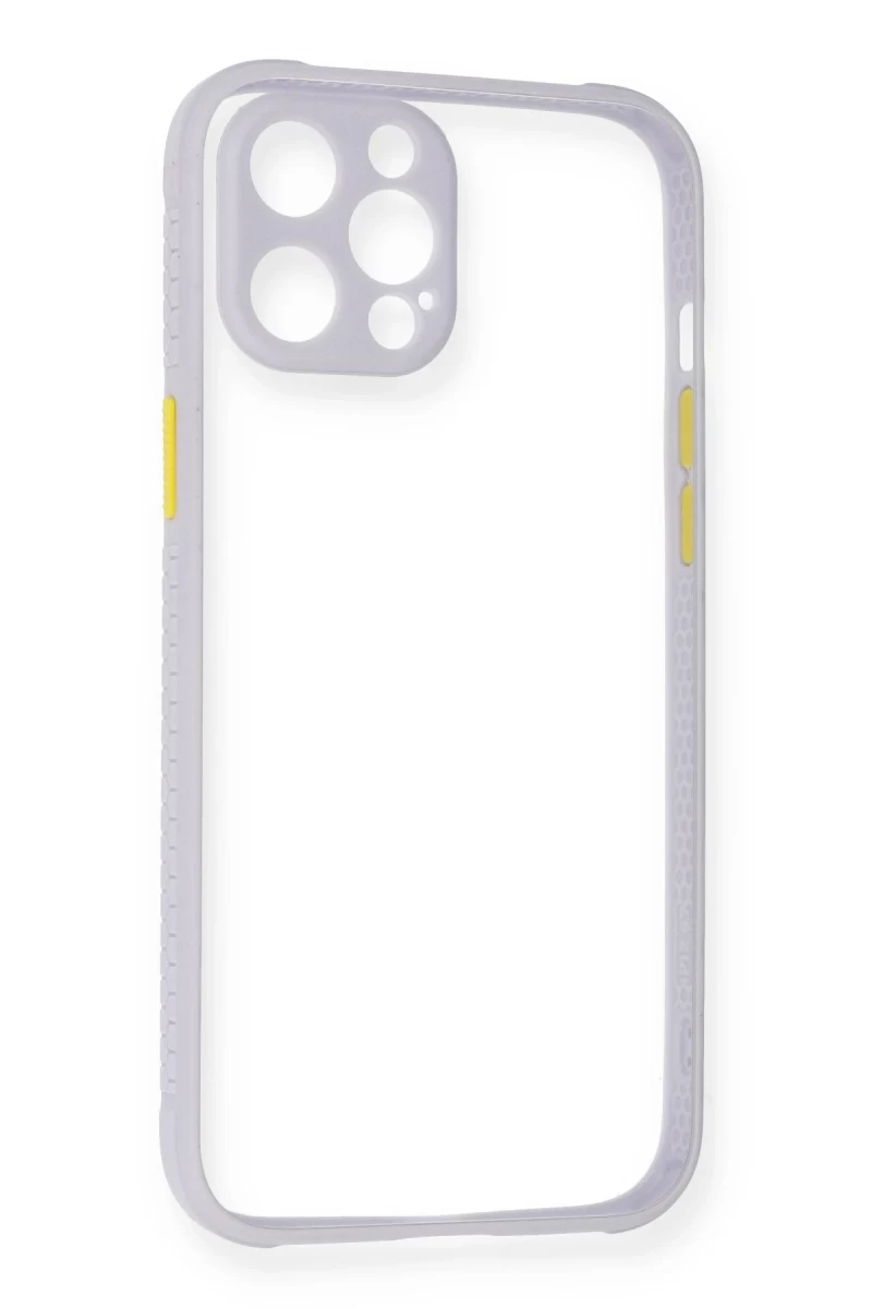 Apple iPhone 12 Uyumlu Kılıf Miami Şeffaf Silikon - Lila