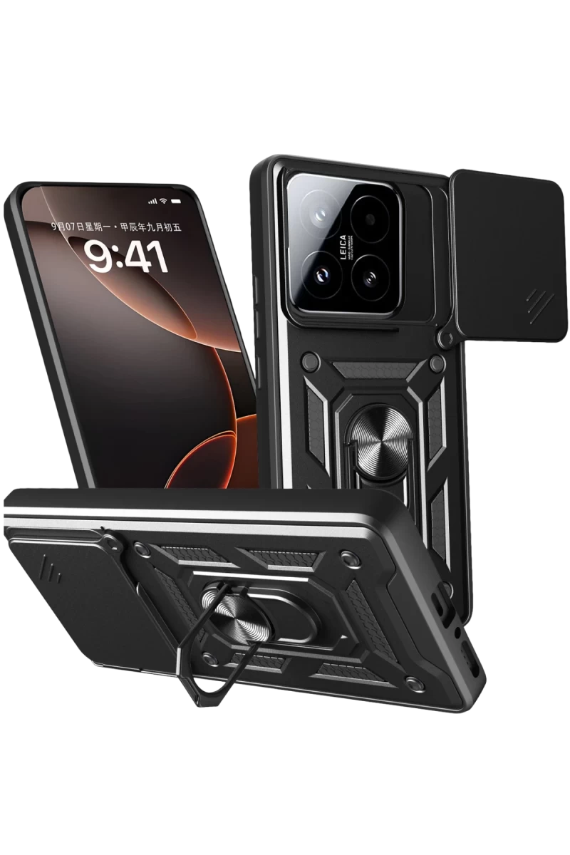 Xiaomi Mi 15T Uyumlu Pars Lens Yüzüklü Silikon - Siyah