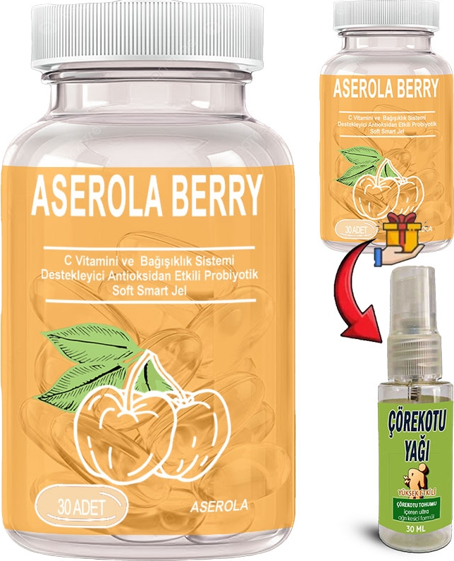 Aserola Ekstratlı 2 Adet Probiyotikdetox 30LU Soft Jel Kapsüller + Çörek Otu Masaj Yağı