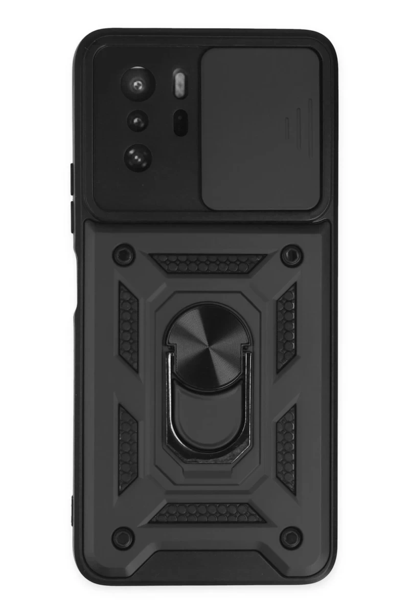 Xiaomi Poco X3 GT Uyumlu Kılıf Pars Lens Yüzüklü Silikon - Siyah