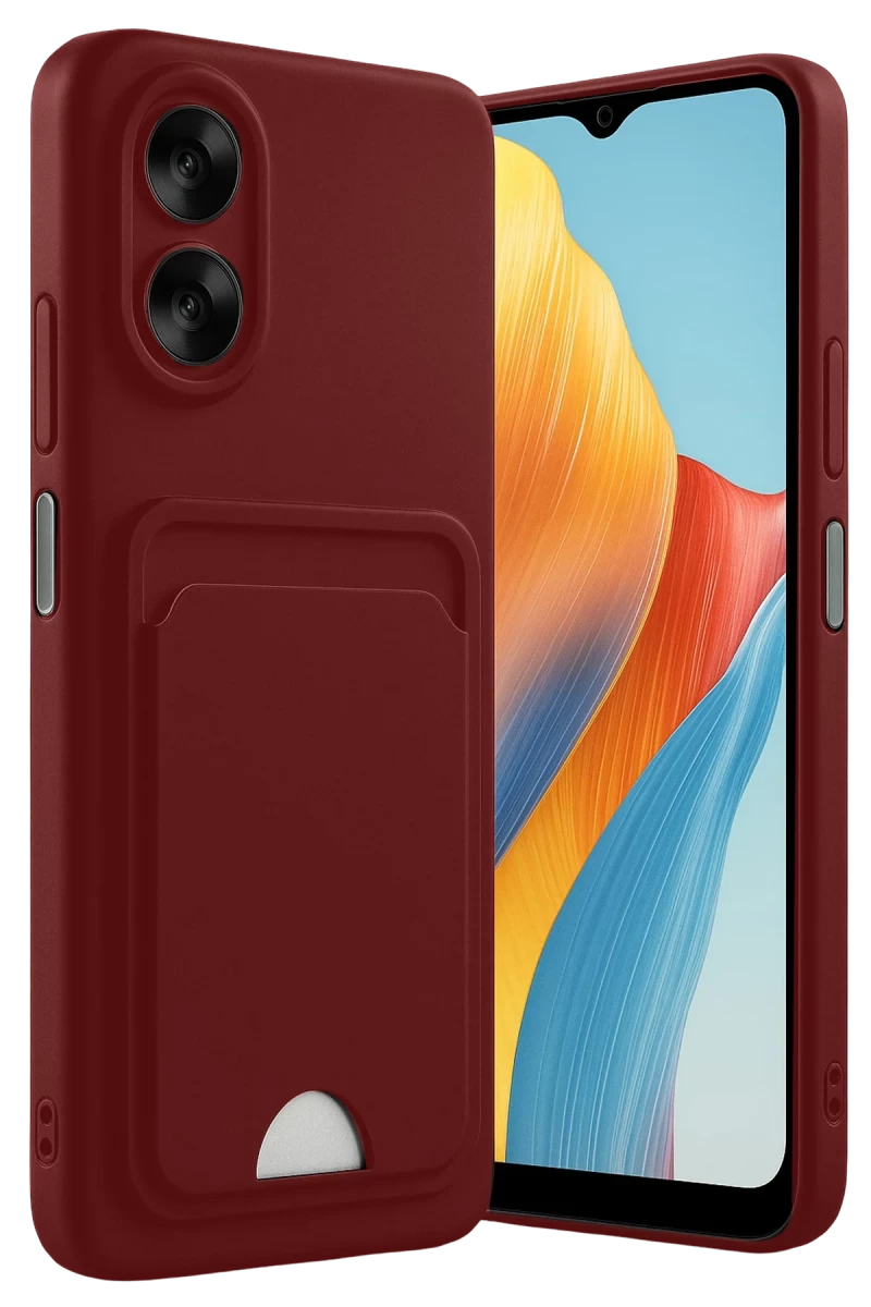 Oppo A38 Uyumlu Kılıf Kelvin Kartvizitli Silikon - Bordo