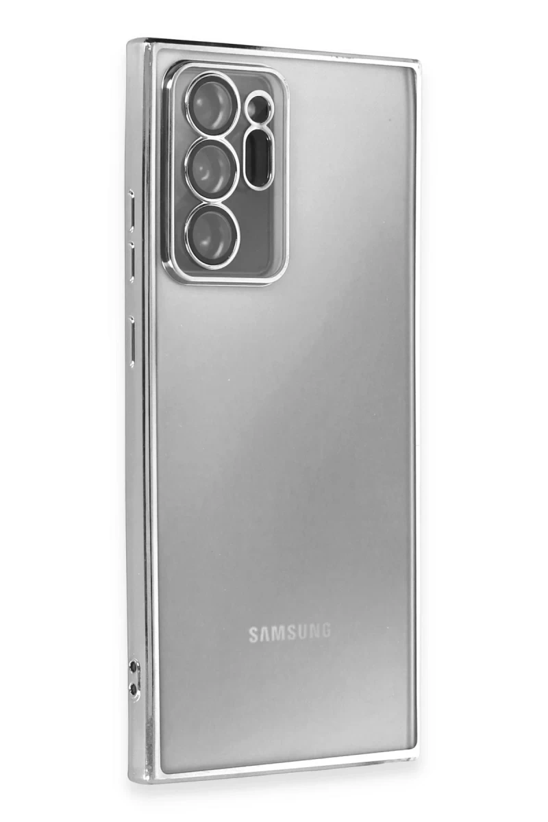 Samsung Galaxy Note 20 Ultra Uyumlu Kılıf Lensli Silikon - Gümüş