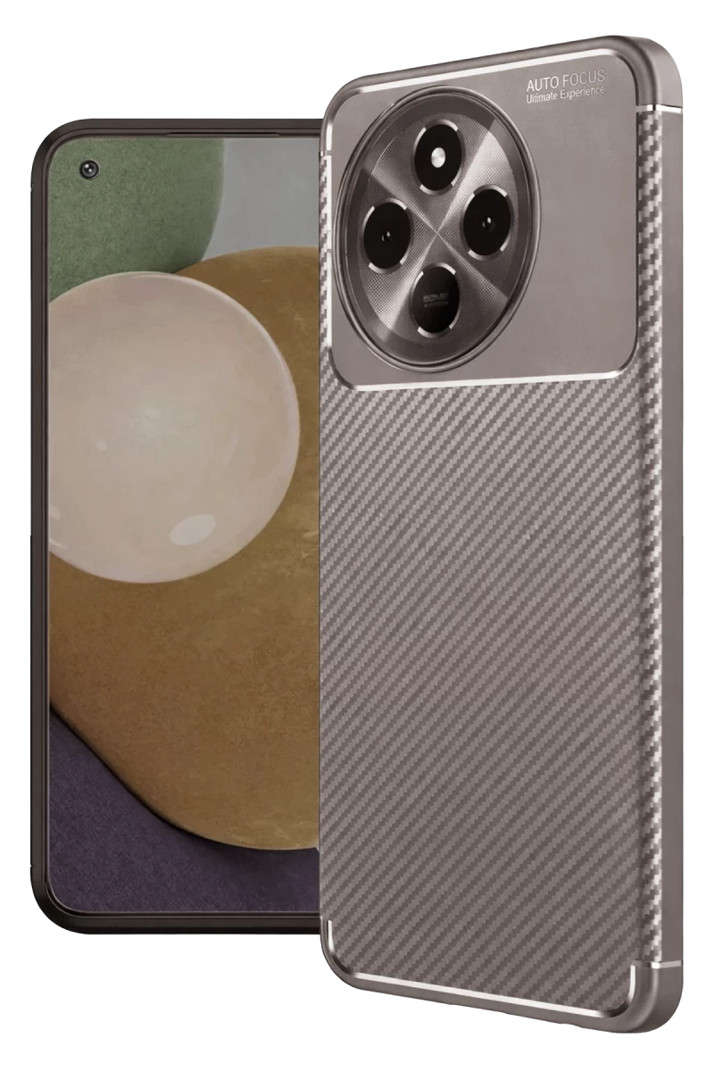 Tecno Spark 30 Pro Uyumlu Kılıf Auto Focus Karbon Kapak - Gri