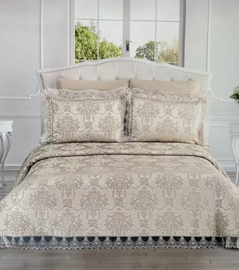 Şönil 3 Parça Çift Kişilik 255x265 cm Lüx Yatak Örtüsü Seti Çeyizlik Yatak Takımı