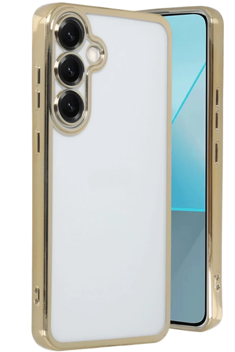 Samsung Galaxy S25 Plus Uyumlu Kılıf Lensli Silikon - Gold