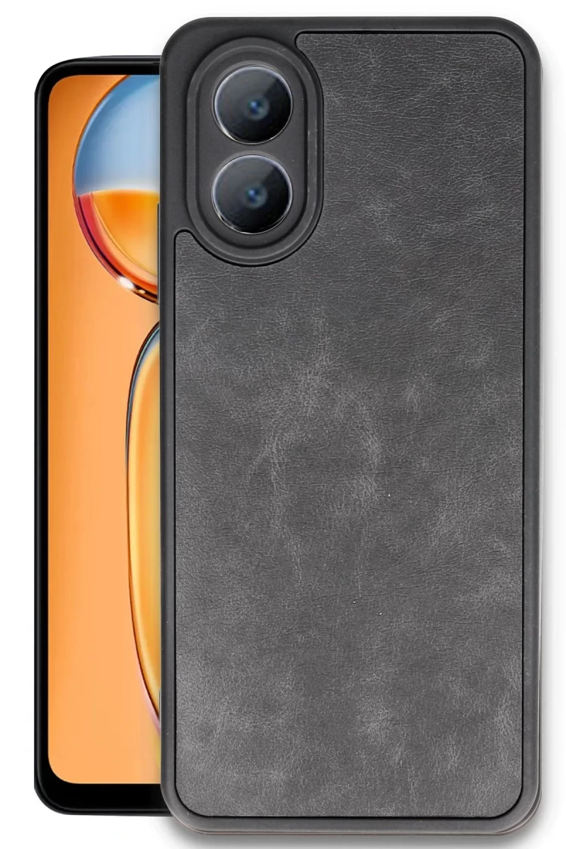 Oppo A38 Uyumlu Kılıf Aras Deri Kapak - Siyah