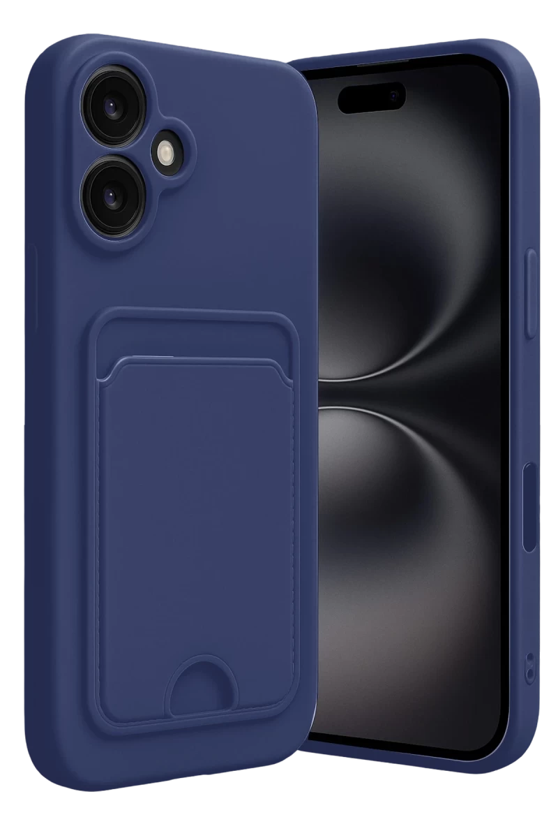 Apple iPhone 16 Uyumlu Kılıf Kelvin Kartvizitli Silikon - Lacivert