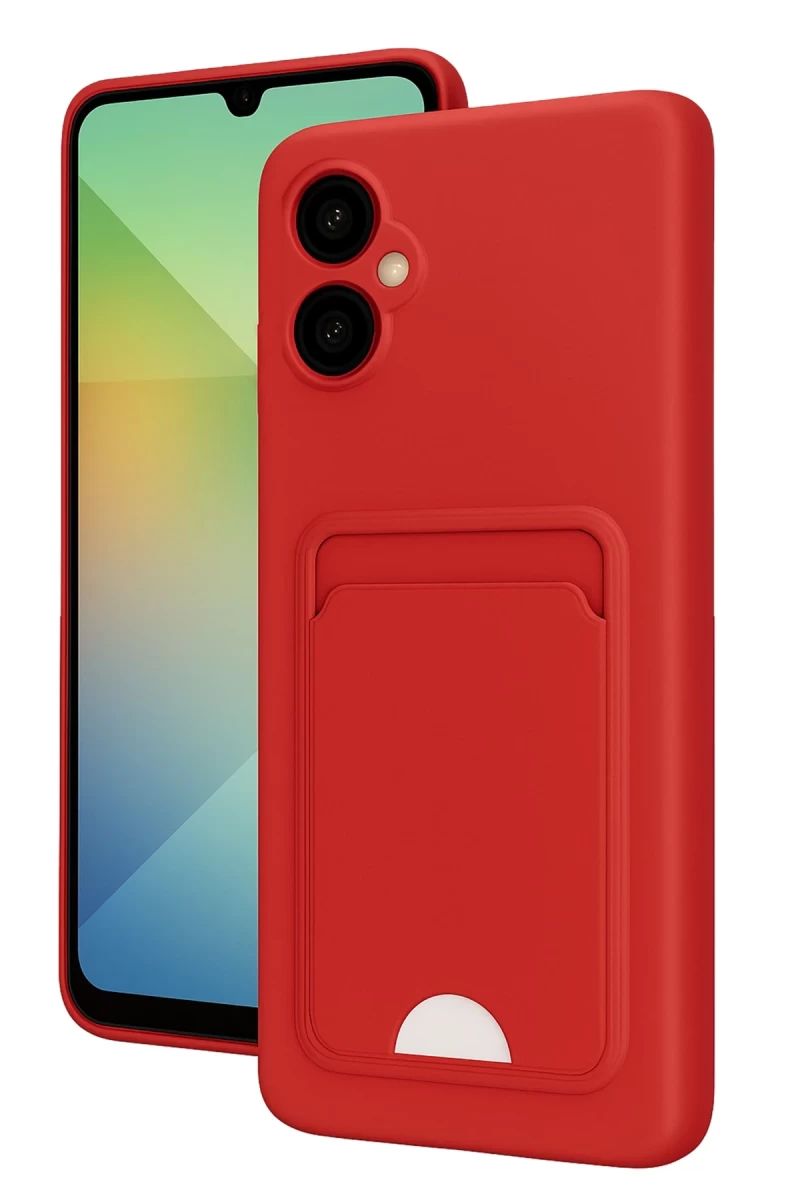 Samsung Galaxy A06 Uyumlu Kılıf Kelvin Kartvizitli Silikon - Kırmızı