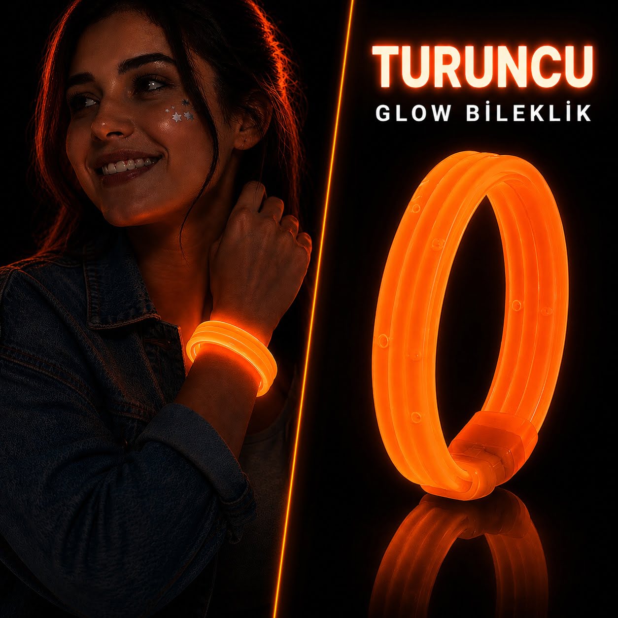 Turuncu Kalın Glow Bileklik ? Kırılarak Yanan Parti ve Festival Bilekliği