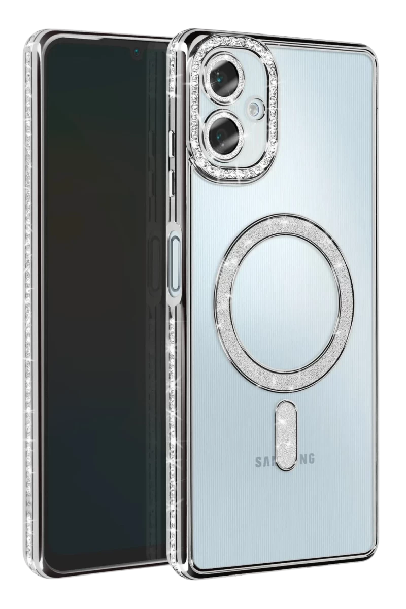 Samsung Galaxy A06 Uyumlu Joke Simli Magneticsafe Kılıf - Gümüş