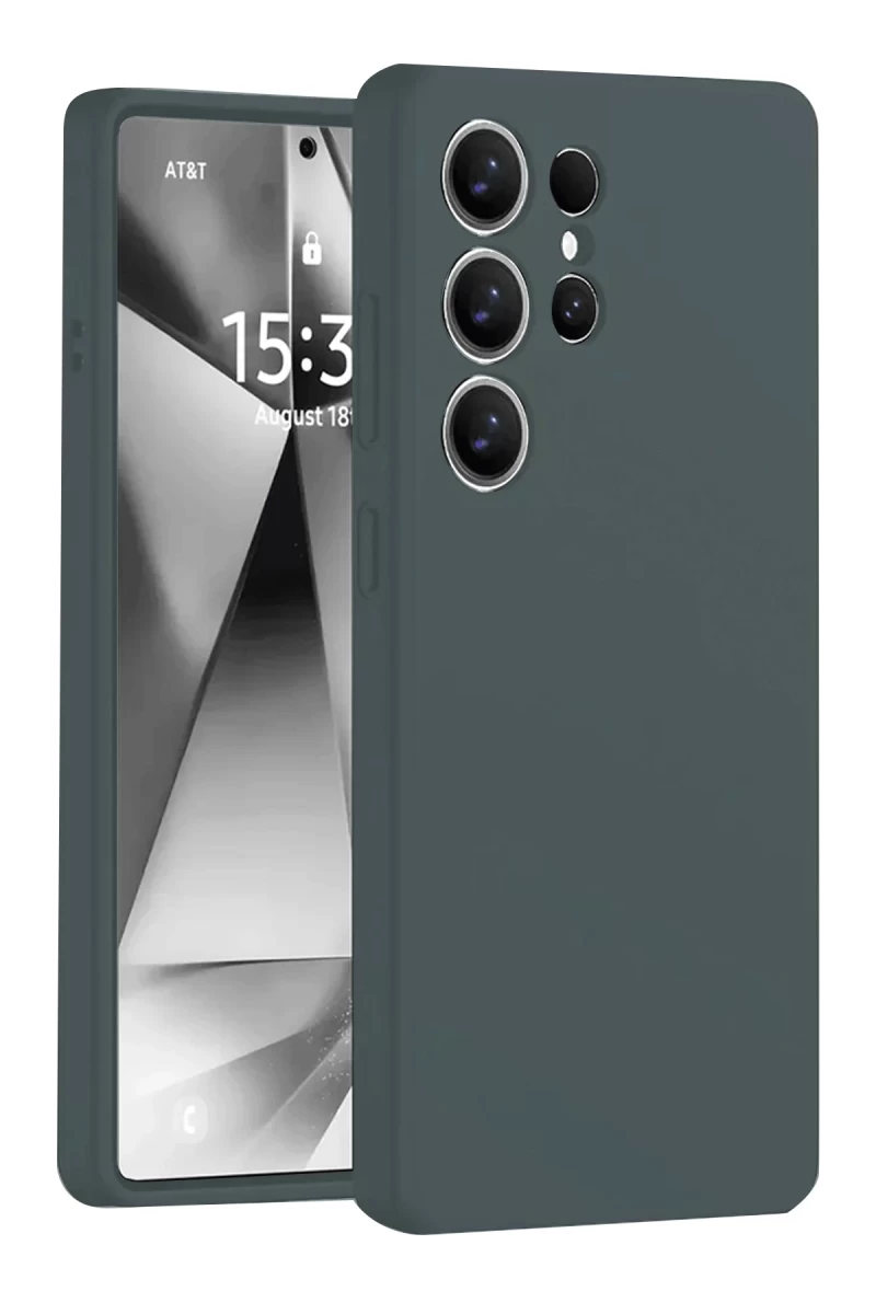 Samsung Galaxy S25 Ultra Uyumlu Kılıf Nano içi Kadife Silikon - Koyu Yeşil