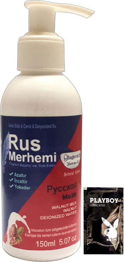 Playboy Blue 150 ml Cevizli & Ceviz Sütlü Rus Merhemi Tüy Dökücü Krem + 1 Armağan Jel