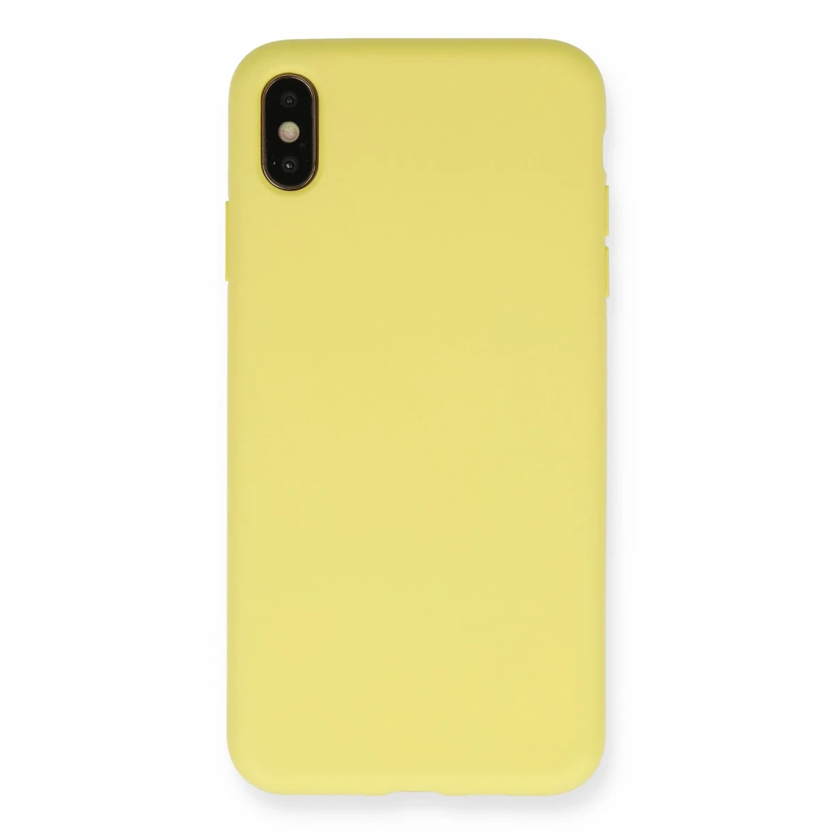 Apple iPhone XS Max Kılıf Nano içi Kadife Silikon - Mat Sarı
