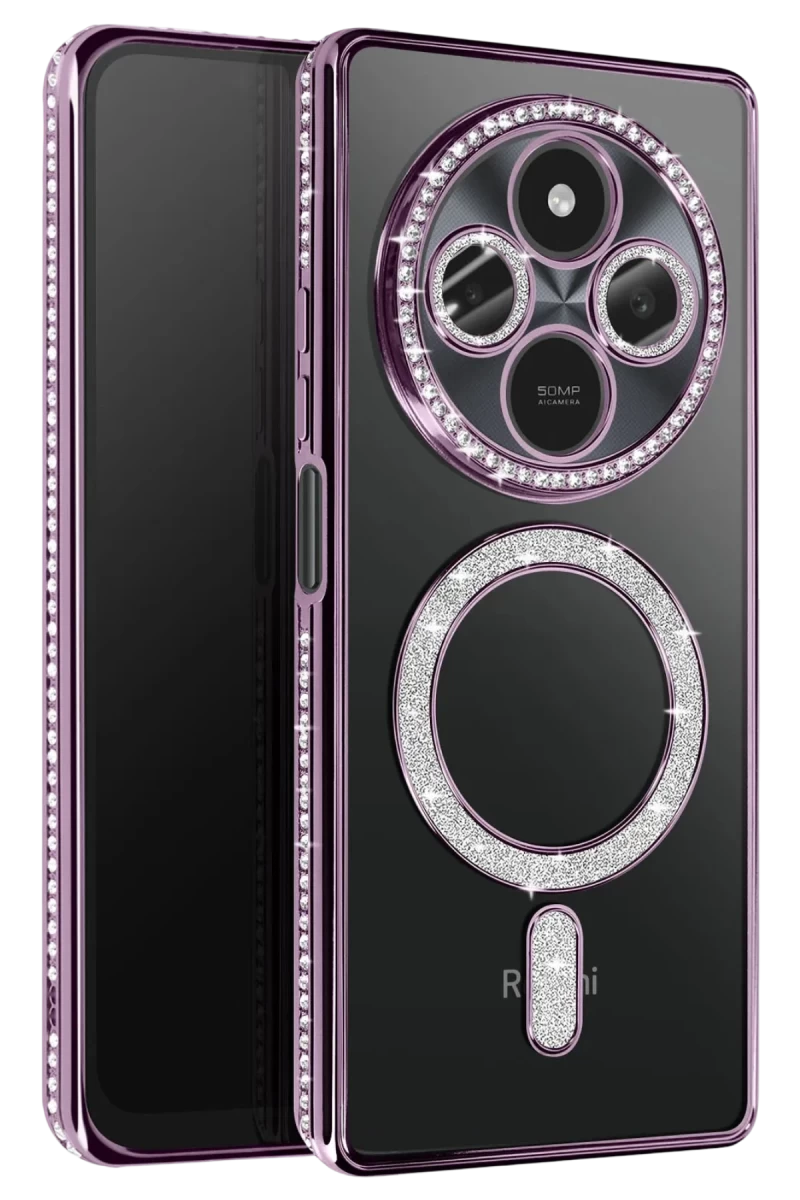 Xiaomi Redmi 14C Uyumlu Joke Simli Magneticsafe Kılıf - Derin Mor