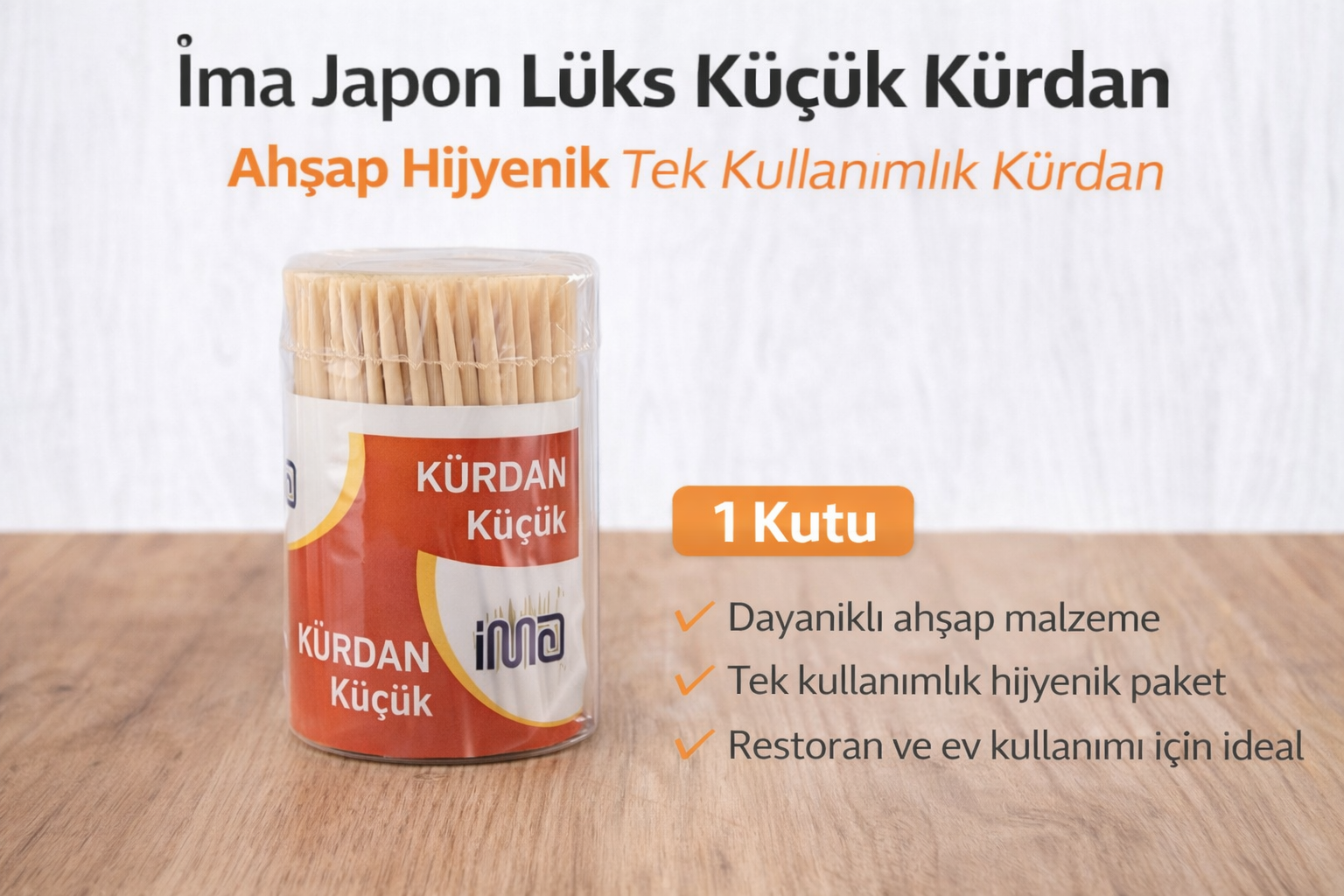 İma Japon Lüks Küçük Kürdan Ahşap Hijyenik Tek Kullanımlık Kürdan 1 Adet