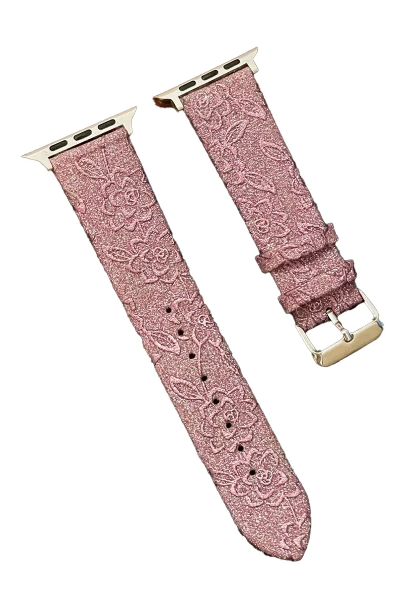 Apple Watch 42mm Uyumlu Creeper Desenli Kordon - Rose Gold