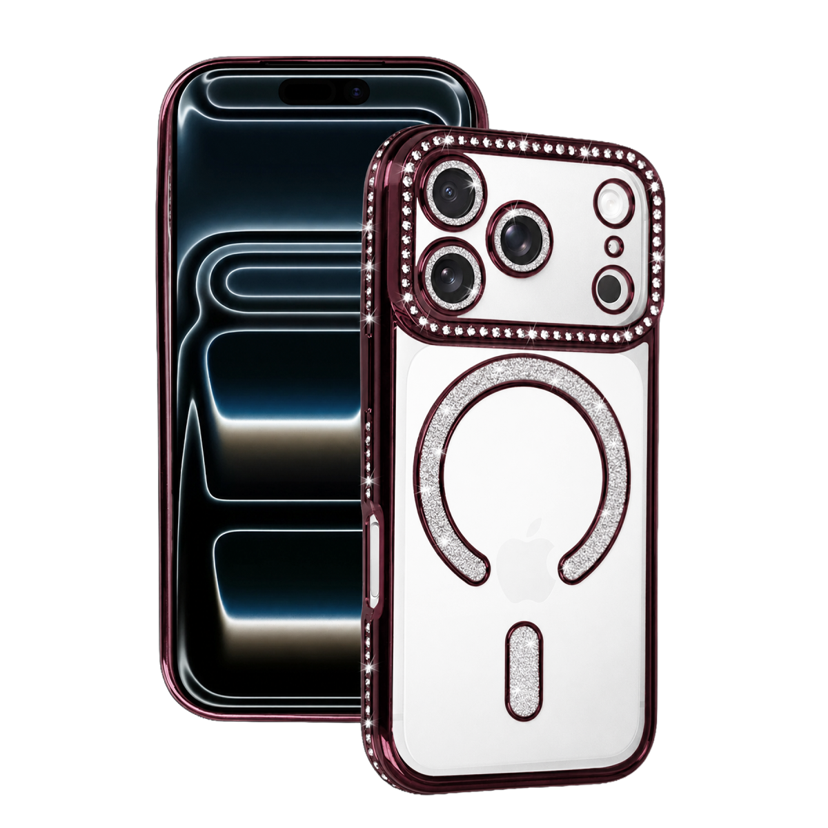 Apple iPhone 18 Pro Uyumlu/17 Pro Joke Simli Magneticsafe Kılıf - Bordo