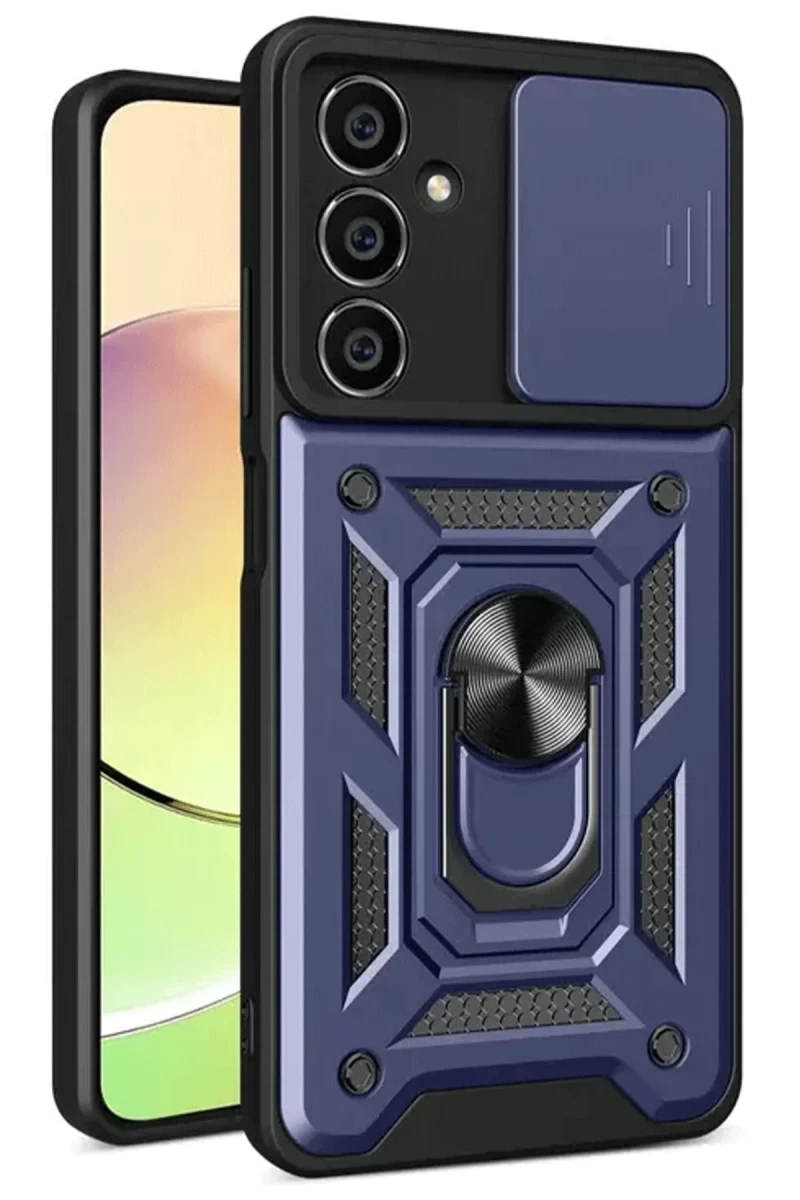 Samsung Galaxy S24 FE Uyumlu Pars Lens Yüzüklü Silikon - Lacivert