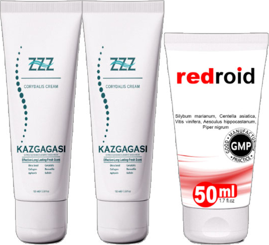 ZZZ 3 Adet Kaz Gagası Corydalis 100 ml Sırt Bel Kas Iskelet Kısmi Kullanım Kremi + 3 Adet Redroid Hemeroid Için 50 ml