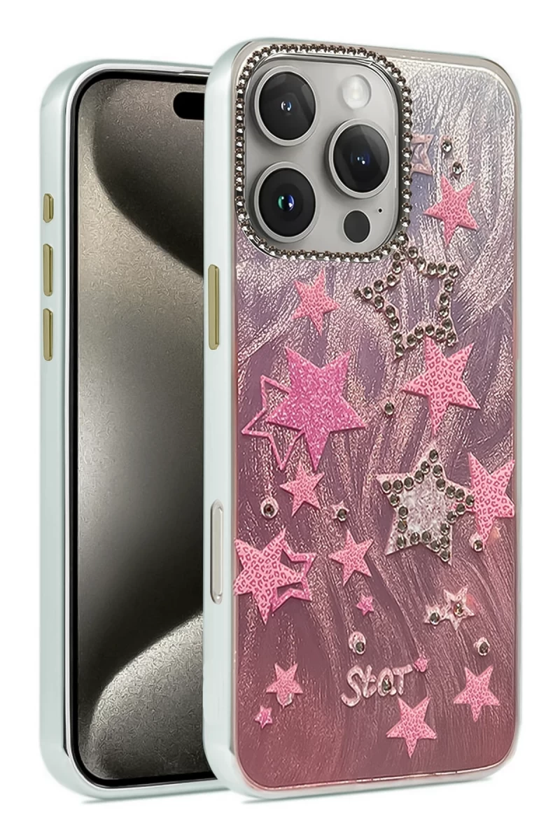 Apple iPhone 16 Pro Max Uyumlu Kılıf Blade Aynalı Desenli Kapak - Desen 7