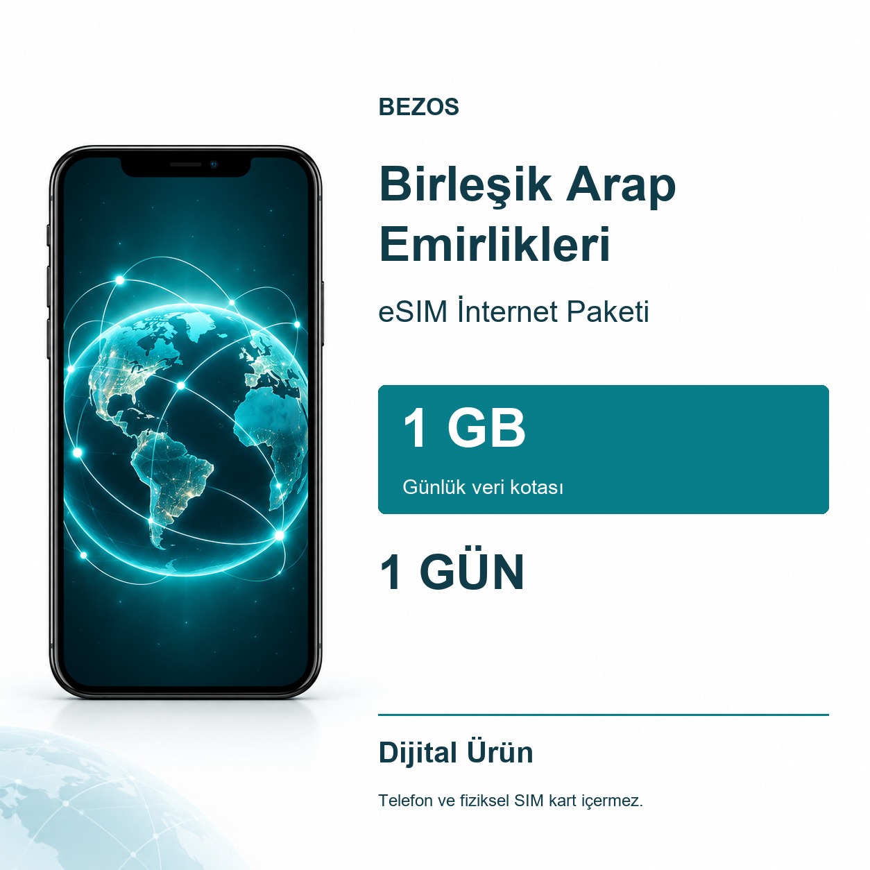 Birleşik Arap Emirlikleri eSIM İnternet Paketi Günlük 1 GB 1 Gün
