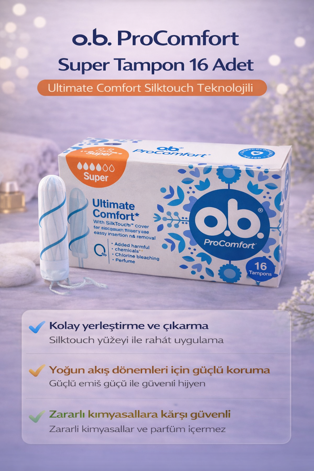 o.b. ProComfort Super Tampon 16Lı 1 Paket Ultimate Comfort Silktouch Teknolojili