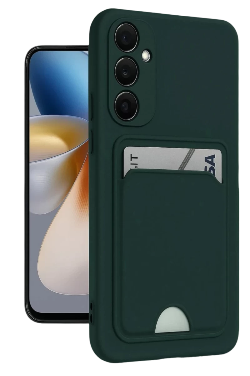 Samsung Galaxy A16 5G Uyumlu Kılıf Kelvin Kartvizitli Silikon - Koyu Yeşil