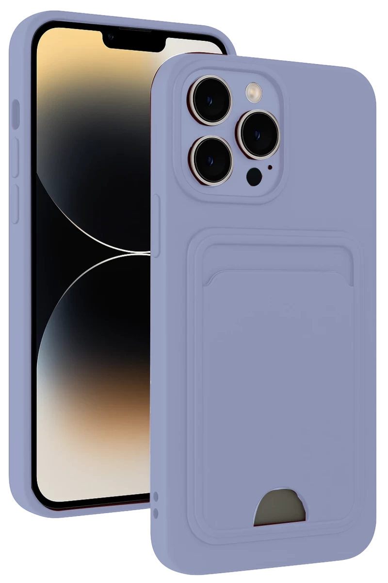 Apple iPhone 13 Pro Uyumlu Kılıf Kelvin Kartvizitli Silikon - Lila