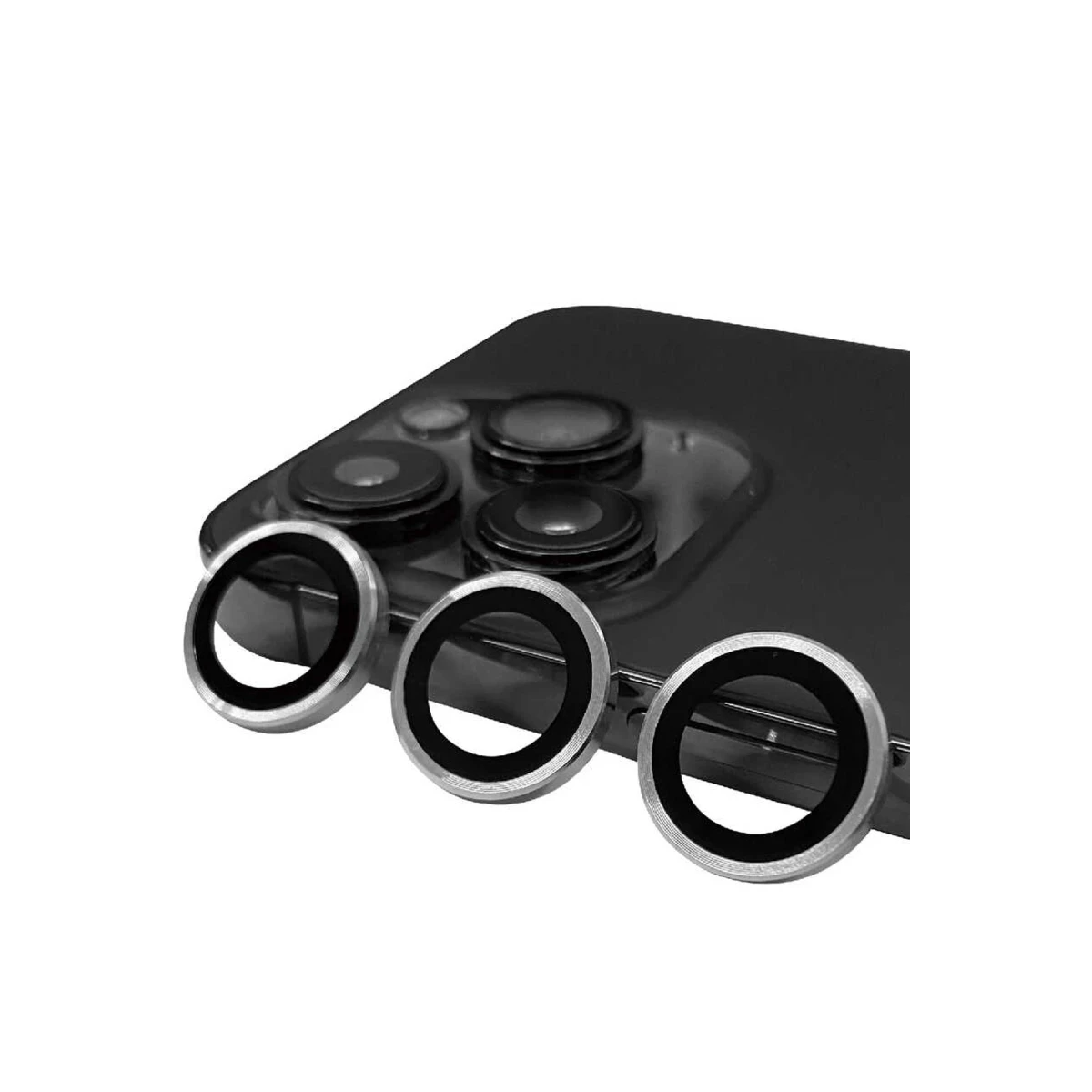 Apple iPhone 13 Pro Max Uyumlu Raze Metal Kamera Lens - Gümüş