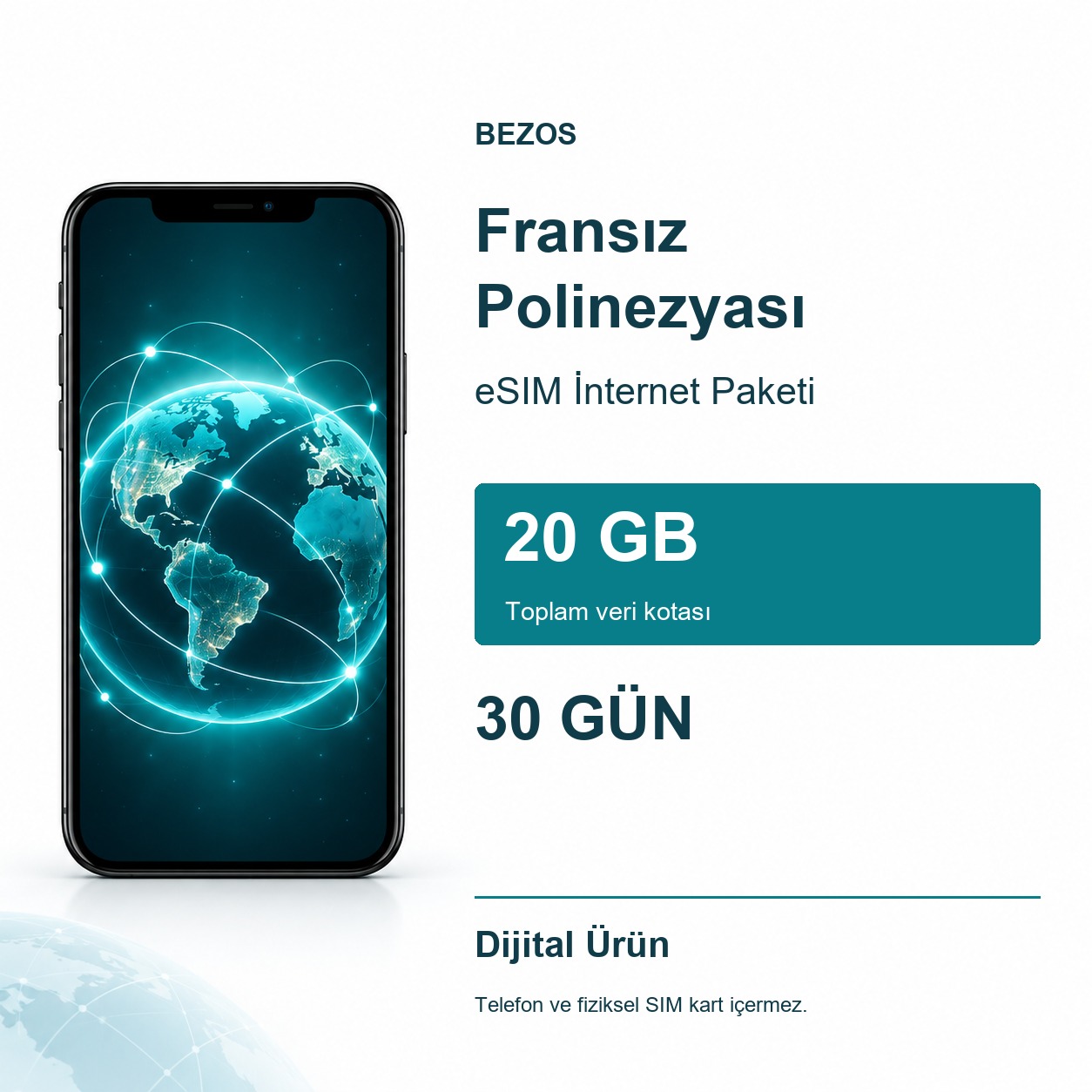 Fransız Polinezyası eSIM İnternet Paketi 20 GB 30 Gün