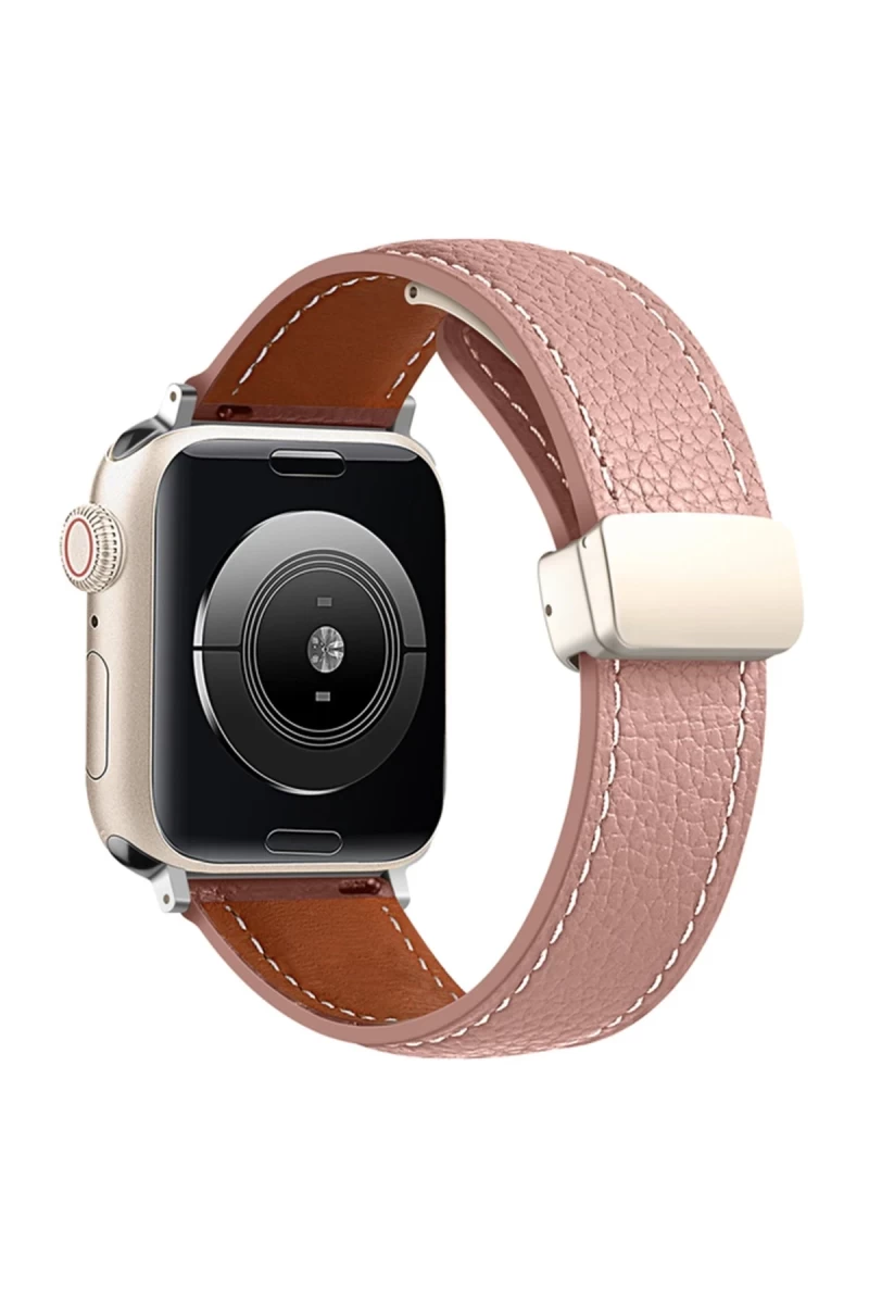 Apple Watch 42mm Uyumlu KR414 Daks Deri Kordon - Pembe