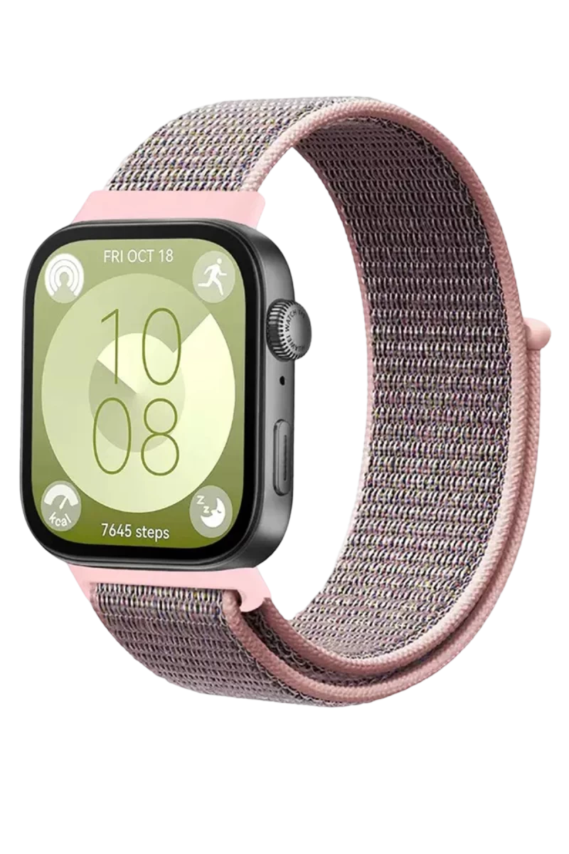 Huawei Fit 4 Hasırlı Cırtcırtlı Kordon - Pembe