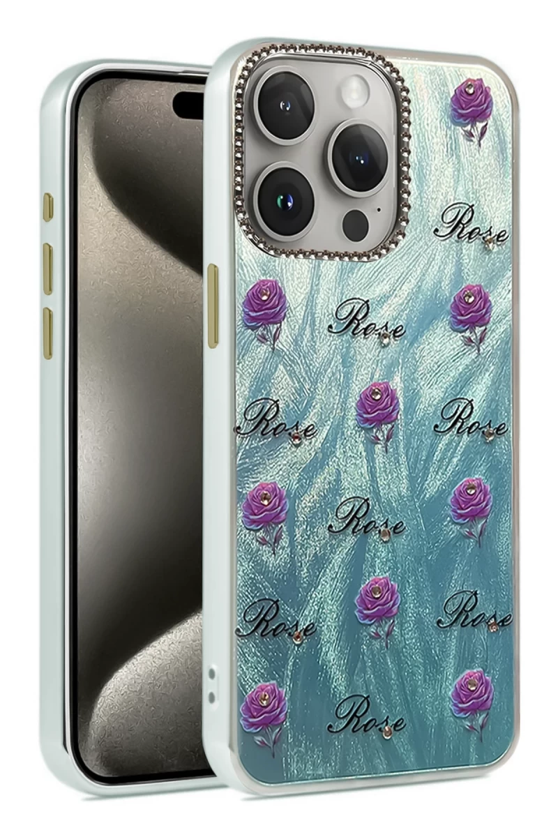 Apple iPhone 15 Pro Uyumlu Kılıf Blade Aynalı Desenli Kapak - Desen 9