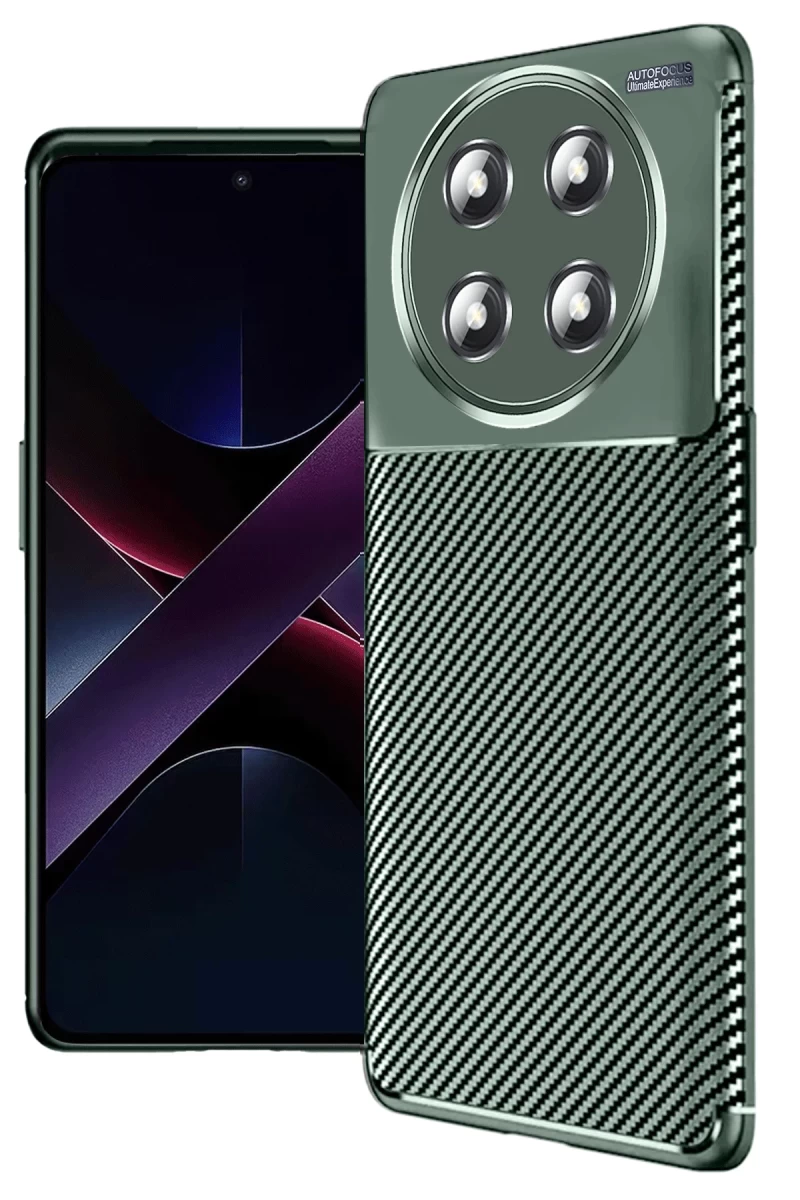 Honor Magic 7 Lite Uyumlu Kılıf Auto Focus Karbon Kapak - Koyu Yeşil