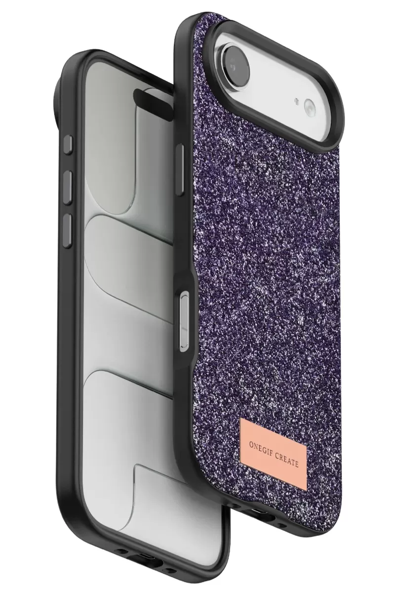 Onegif Apple iPhone 17 Uyumlu Air Uyumlu Bright Simli Kapak - Derin Mor