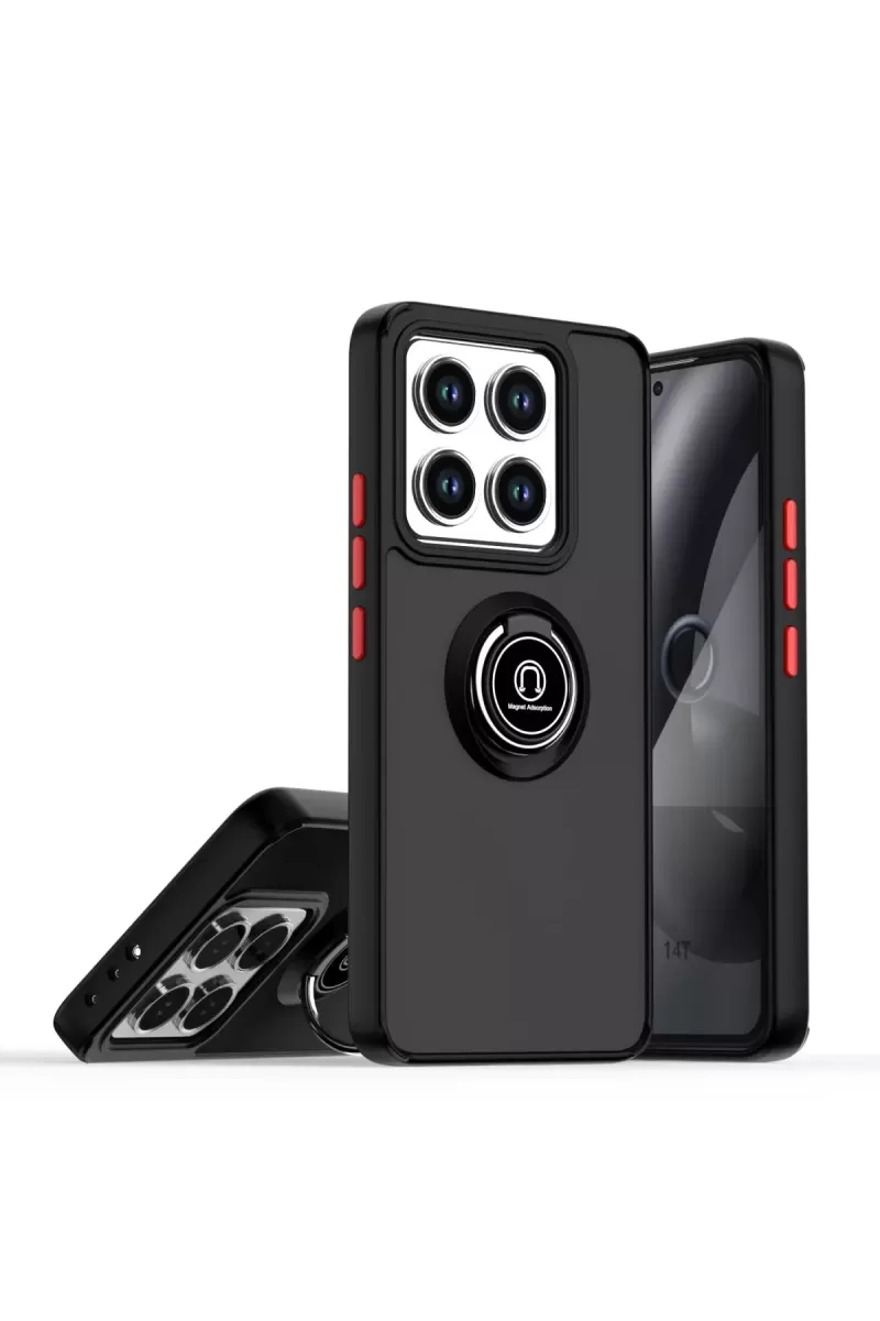 Xiaomi Mi 14T Pro Uyumlu Kılıf Montreal Yüzüklü Silikon Kapak - Siyah