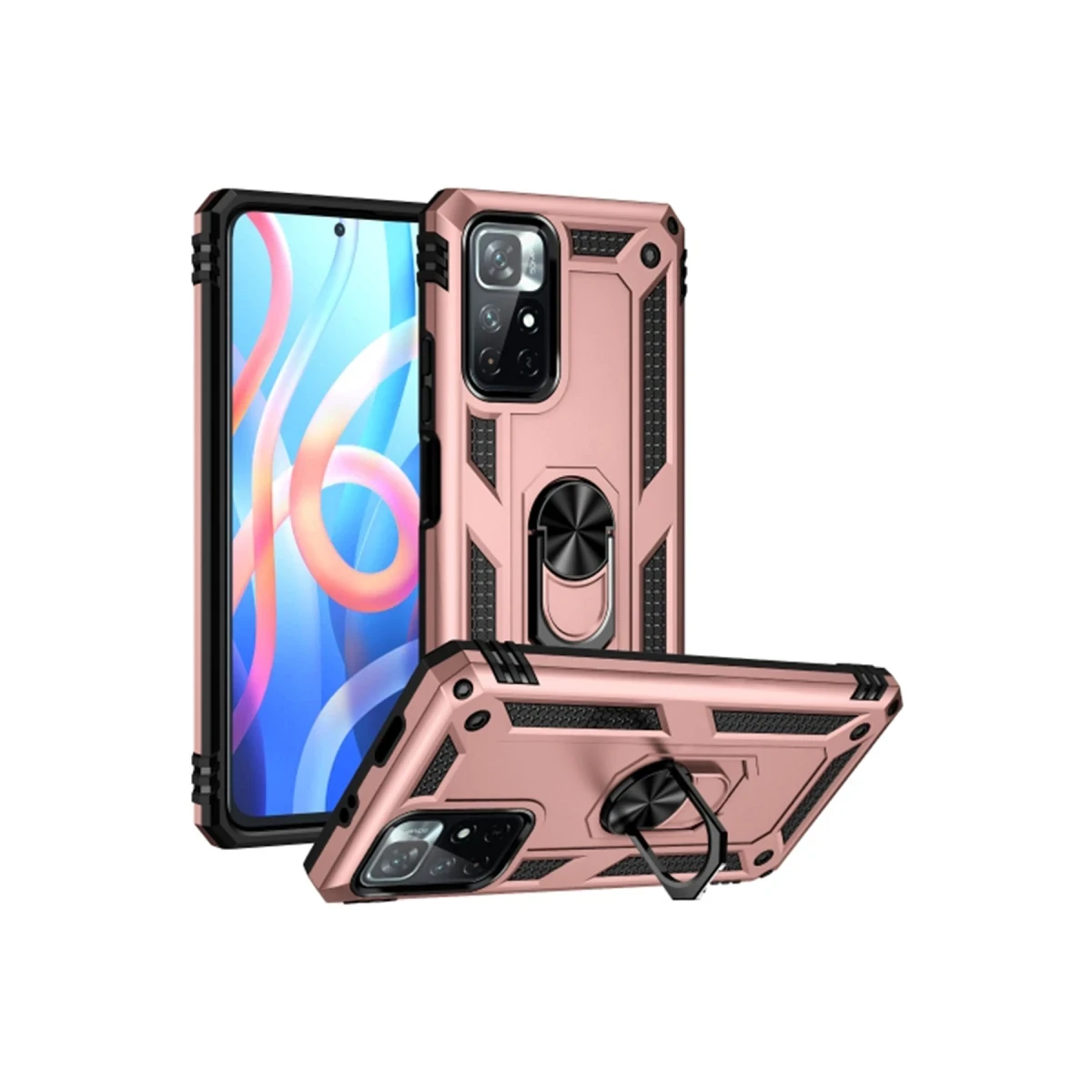 Xiaomi Redmi Note 11T Kılıf Sofya Yüzüklü Silikon Kapak - Rose
