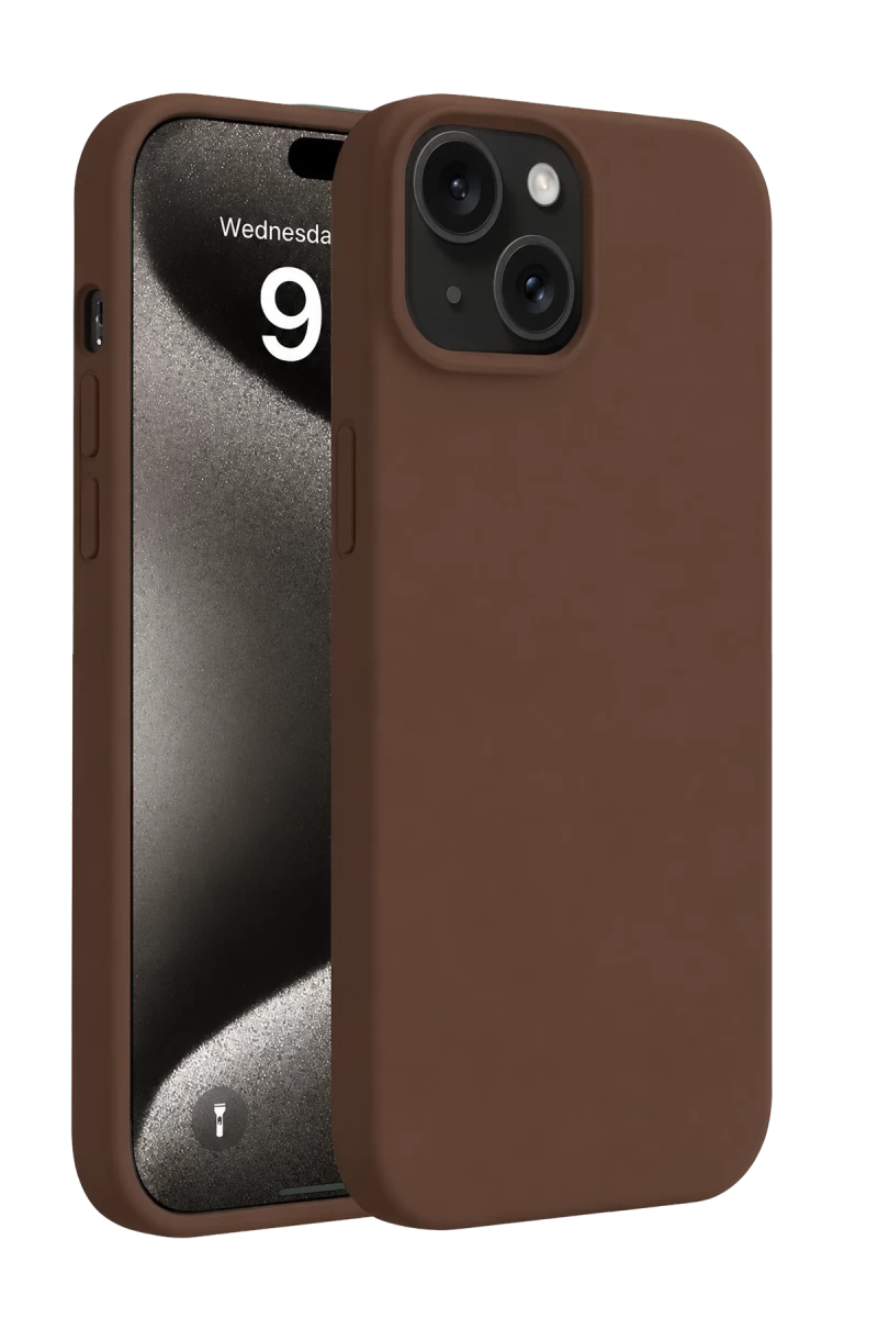 Apple iPhone 15 Uyumlu Kılıf First Silikon - Kahverengi