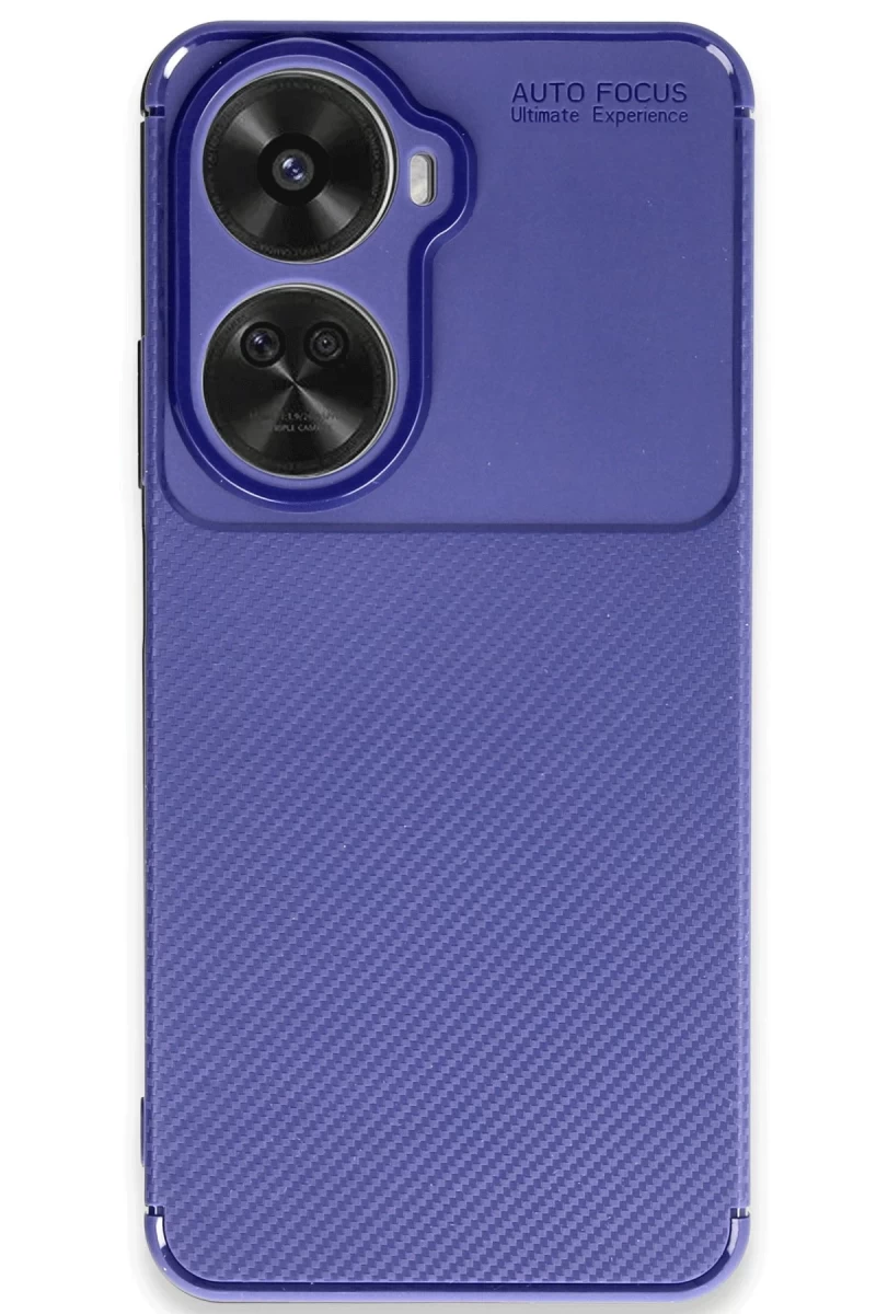 Huawei Nova 12 SE Uyumlu Kılıf Auto Focus Karbon Kapak - Lacivert