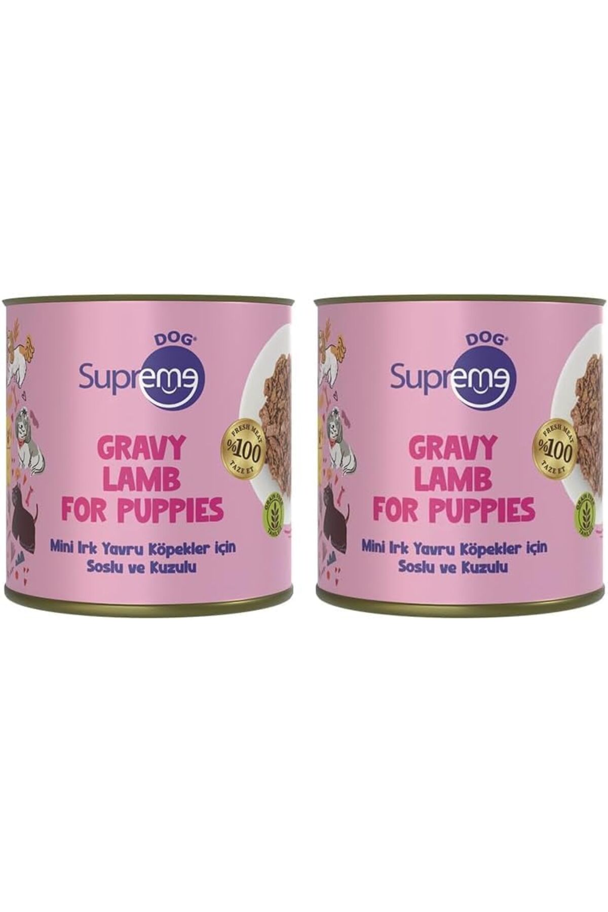 SUPREME Supreme Dog Mini Irk Yavru Köpekler için Soslu ve Kuzulu Konserve Mama 200 gr (2 paketi)
