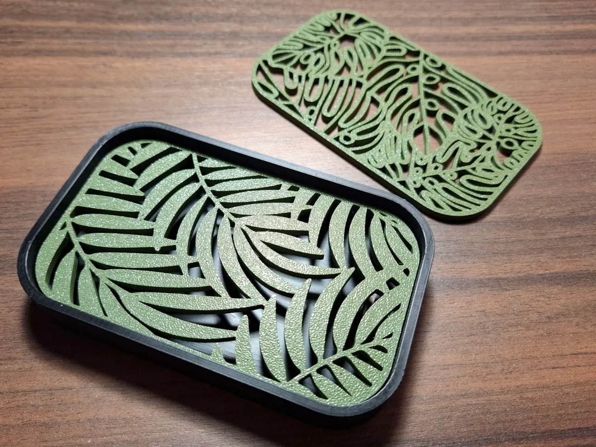 3D Baskı Yaprak Desenli Sabunluk Süzdürmeli Monstera Palmiye Yaprak Desenli Banyo Sabun Kabı