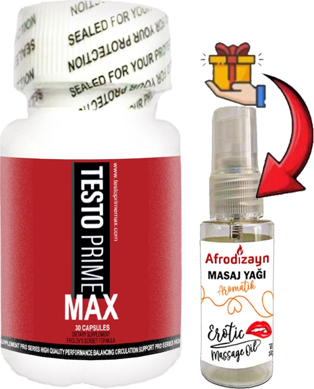 Testoprime: 1 Adet Erkeklere Özel 30 Lu Destek + 30 ml Afrodizayn Masaj Yağı