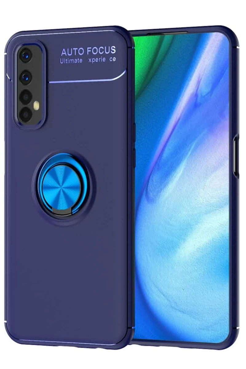 Realme 7 Uyumlu Kılıf Range Yüzüklü Silikon - Mavi
