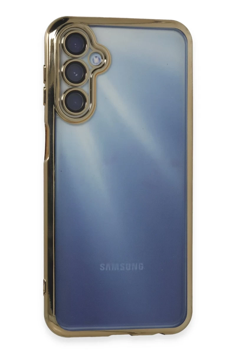 Samsung Galaxy A25 5G Uyumlu Kılıf Lensli Silikon - Gold